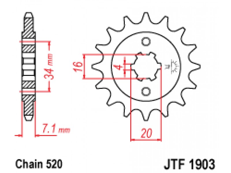 Pinion fata JT JTF 1903-14 14T, 520
