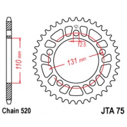 Foaie spate ALU JT JTA 75-40 40T, 520 Foaie spate ALU JT JTA 75-40 40T, 520