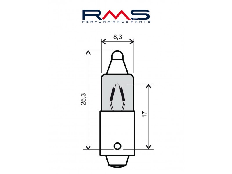 Bec RMS 246510025 12V 23W, 180° (1 piece) Bec RMS 246510025 12V 23W, 180° (1 piece)