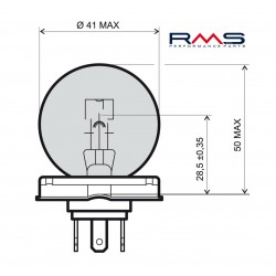 Bec RMS 246510105 12V 45/40W, P45T Alb Bec RMS 246510105 12V 45/40W, P45T Alb