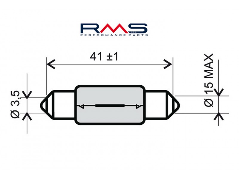 Bec RMS 246510145 12V 15W, T15X44 S8.5 Alb