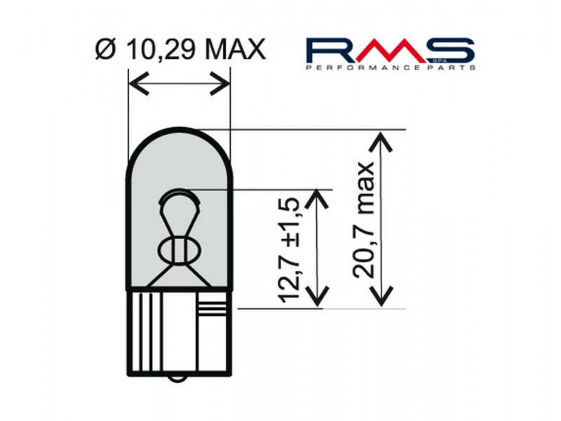 Bec RMS 246510285 12V 5W, W2.1X9.5D Alb