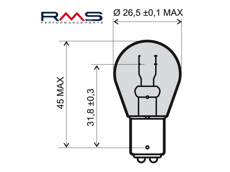 Lamp RMS 246510365 BAY15D 12V 21/5W