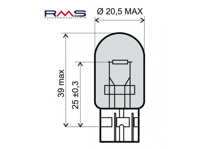 Bec RMS 246510395 12V 21W, T20 portocaliu Bec RMS 246510395 12V 21W, T20 portocaliu