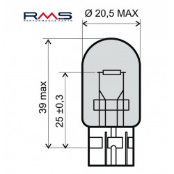 Bec RMS 246510445 12V 21/5W, T20 portocaliu Bec RMS 246510445 12V 21/5W, T20 portocaliu