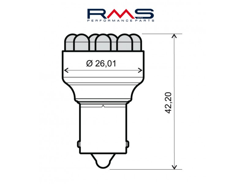 Bec RMS 246510510 12V 12 Led, BA15S S25 Albastru