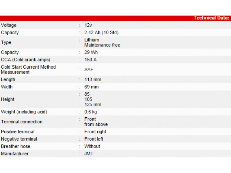 Baterie Lithium-ion JMT YTZ7S-FP