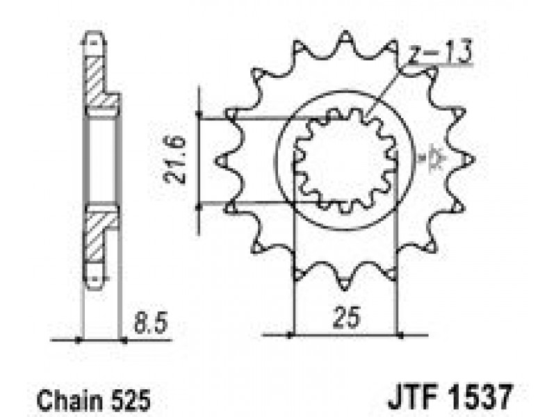 Pinion fata JT JTF 1537-16RB 16T, 525 rubber cushioned Pinion fata JT JTF 1537-16RB 16T, 525 rubber cushioned