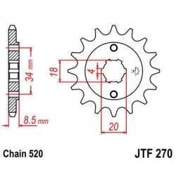 Pinion fata JT JTF 270-12 12T, 520 Pinion fata JT JTF 270-12 12T, 520