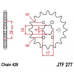 Pinion fata JT JTF 277-14 14T, 428 Pinion fata JT JTF 277-14 14T, 428