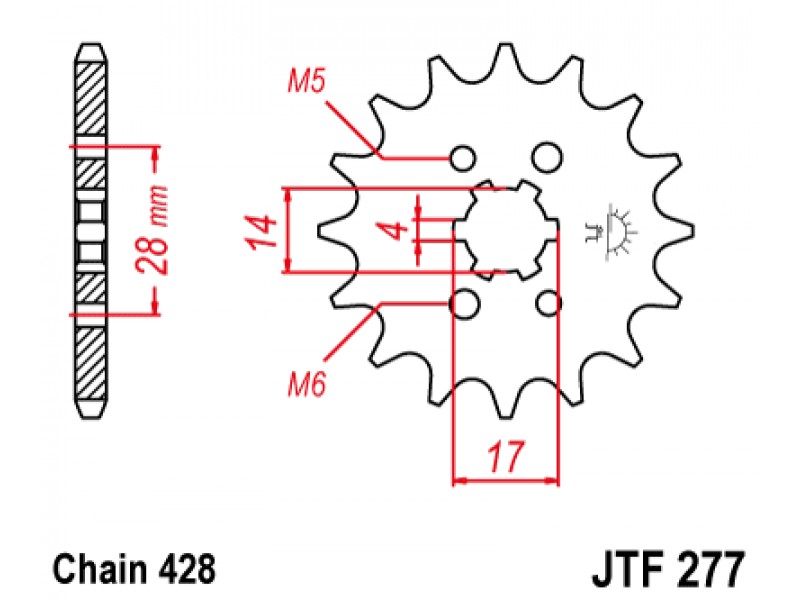 Pinion fata JT JTF 277-14 14T, 428