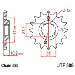 Pinion fata JT JTF 308-13 13T, 520 Pinion fata JT JTF 308-13 13T, 520