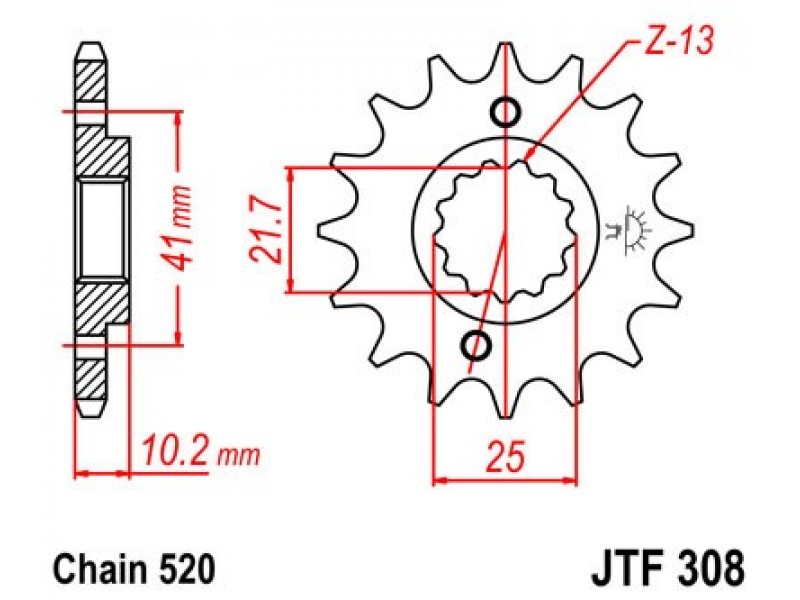 Pinion fata JT JTF 308-13 13T, 520 Pinion fata JT JTF 308-13 13T, 520