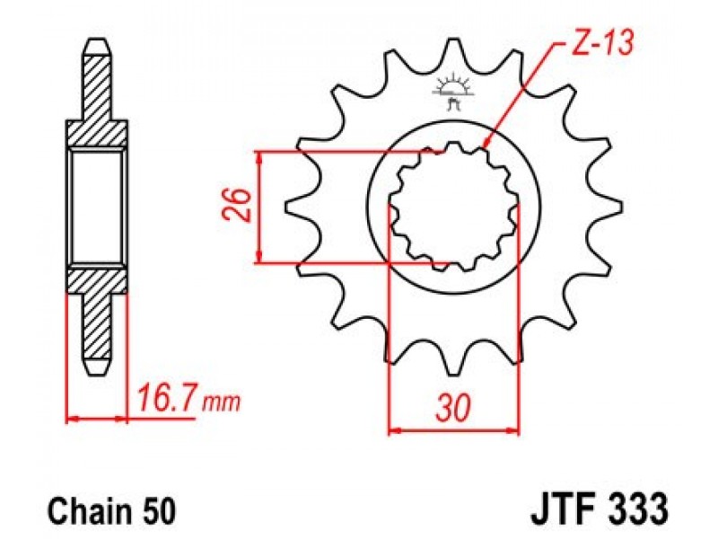 Pinion fata JT JTF 333-14 14T, 530 Pinion fata JT JTF 333-14 14T, 530