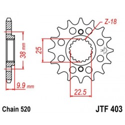 Pinion fata JT JTF 403-13 13T, 520 Pinion fata JT JTF 403-13 13T, 520