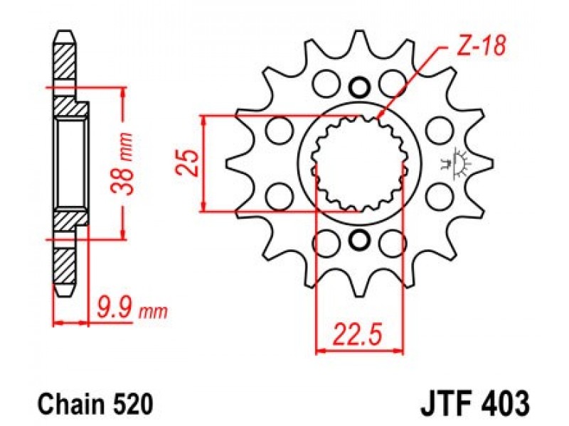 Pinion fata JT JTF 403-13 13T, 520 Pinion fata JT JTF 403-13 13T, 520