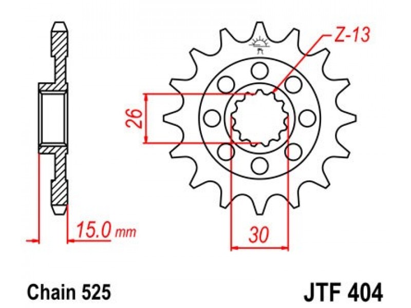 Pinion fata JT JTF 404-14 14T, 525 Pinion fata JT JTF 404-14 14T, 525