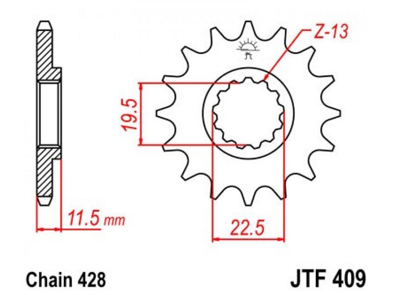 Pinion fata JT JTF 409-15 15T, 428