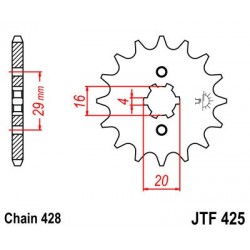 Pinion fata JT JTF 425-12 12T, 428 Pinion fata JT JTF 425-12 12T, 428