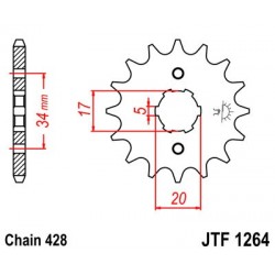 Pinion fata JT JTF 1264-14 14T, 428 Pinion fata JT JTF 1264-14 14T, 428