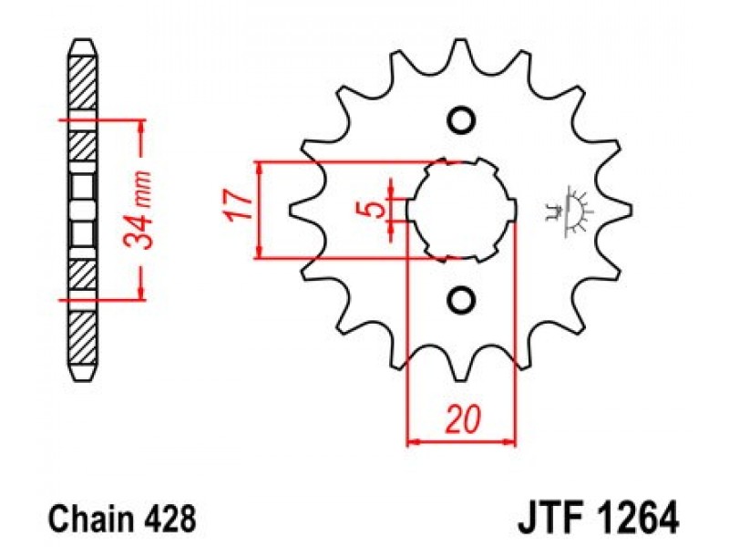Pinion fata JT JTF 1264-14 14T, 428 Pinion fata JT JTF 1264-14 14T, 428