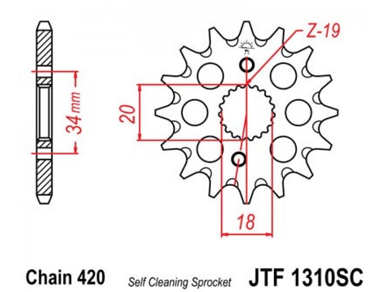Pinion fata JT JTF 1310-14SC 14T, 420 Self Cleaning Lightweight Pinion fata JT JTF 1310-14SC 14T, 420 Self Cleaning Lightweight