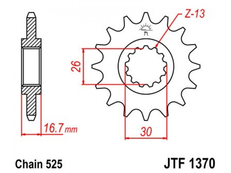 Pinion fata JT JTF 1370-14 14T, 525 Pinion fata JT JTF 1370-14 14T, 525