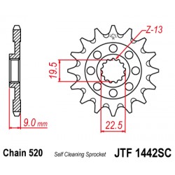 Pinion fata JT JTF 1442-14SC 14T, 520 Self Cleaning Lightweight Pinion fata JT JTF 1442-14SC 14T, 520 Self Cleaning Lightweight