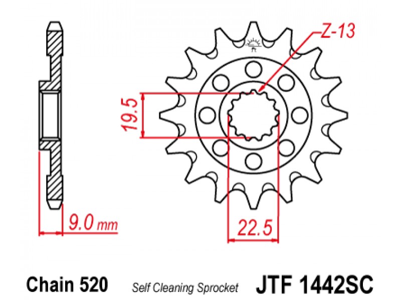 Pinion fata JT JTF 1442-14SC 14T, 520 Self Cleaning Lightweight Pinion fata JT JTF 1442-14SC 14T, 520 Self Cleaning Lightweight