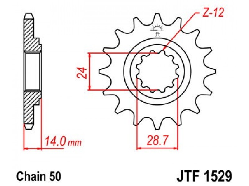 Pinion fata JT JTF 1529-16 16T, 530 Pinion fata JT JTF 1529-16 16T, 530