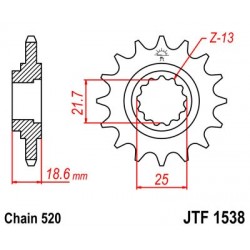 Pinion fata JT JTF 1538-13 13T, 520 Pinion fata JT JTF 1538-13 13T, 520