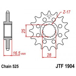 Pinion fata JT JTF 1904-15 15T, 525 Pinion fata JT JTF 1904-15 15T, 525