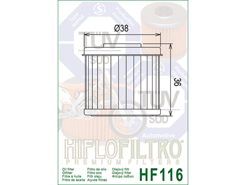 Filtru de ulei HIFLOFILTRO HF116 Filtru de ulei HIFLOFILTRO HF116