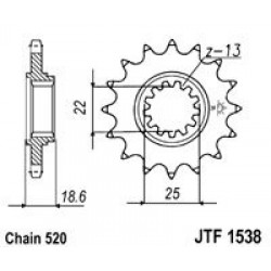 Pinion fata JT JTF 1538-15RB 15T, 520 rubber cushioned Pinion fata JT JTF 1538-15RB 15T, 520 rubber cushioned
