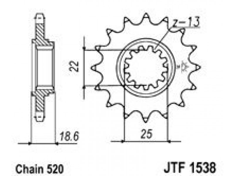 Pinion fata JT JTF 1538-15RB 15T, 520 rubber cushioned Pinion fata JT JTF 1538-15RB 15T, 520 rubber cushioned