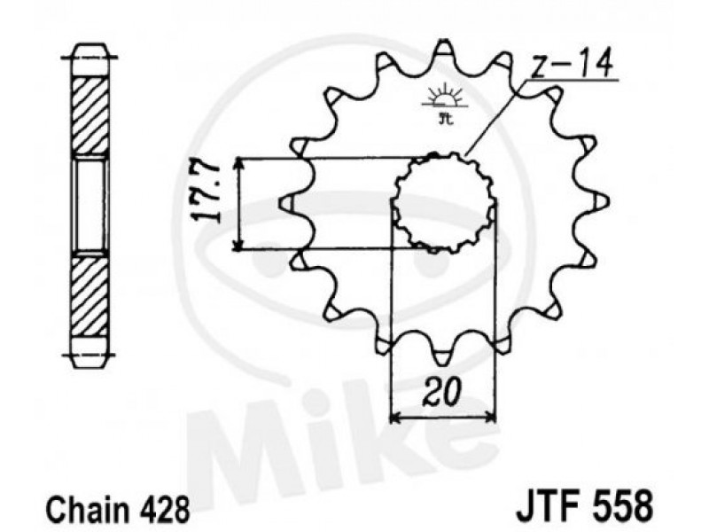 Pinion fata JT JTF 558-14 14T, 428 Pinion fata JT JTF 558-14 14T, 428