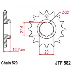 Pinion fata JT JTF 582-16RB 16T, 520 rubber cushioned Pinion fata JT JTF 582-16RB 16T, 520 rubber cushioned