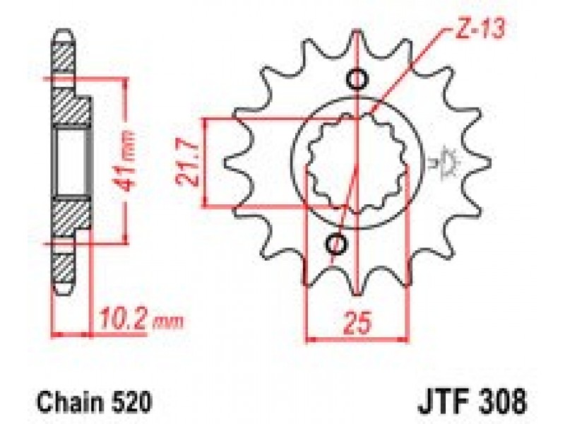 Pinion fata JT JTF 308-16 16T, 520 Pinion fata JT JTF 308-16 16T, 520