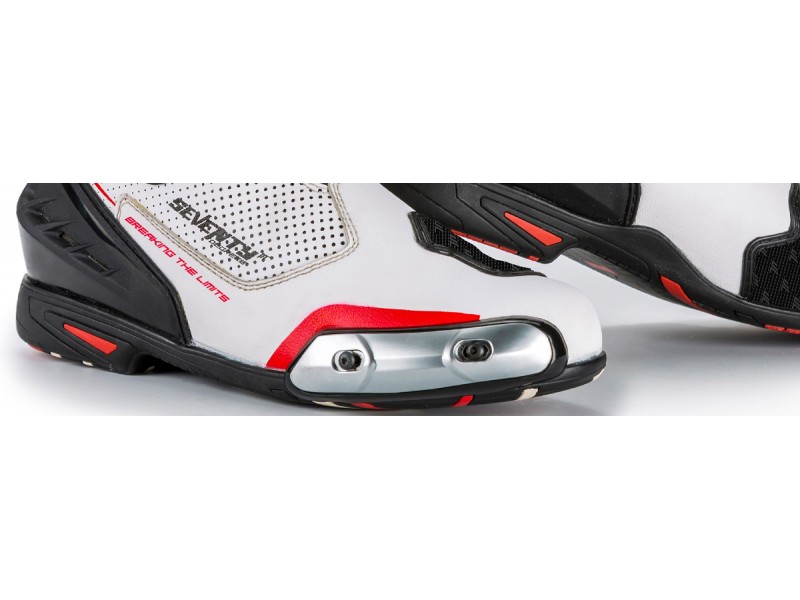 Ghete (cizme) moto Racing Unisex Seventy model SD-BR1 culoare: alb/rosu